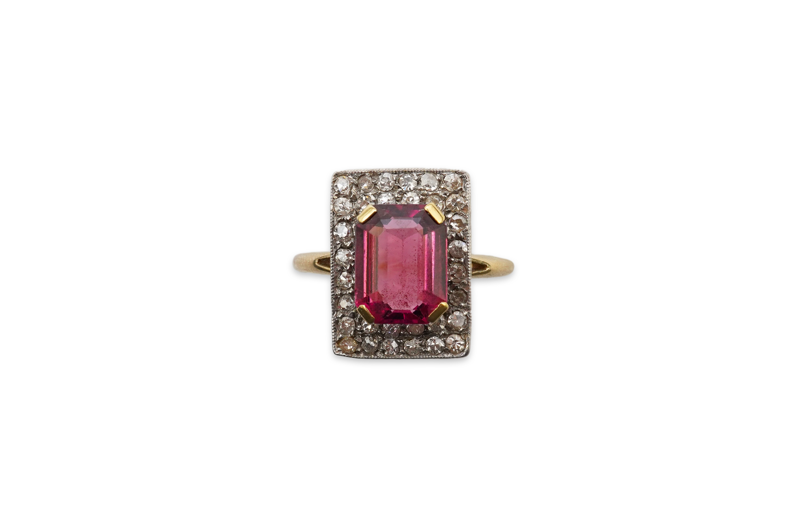A pink tourmaline and diamond ring